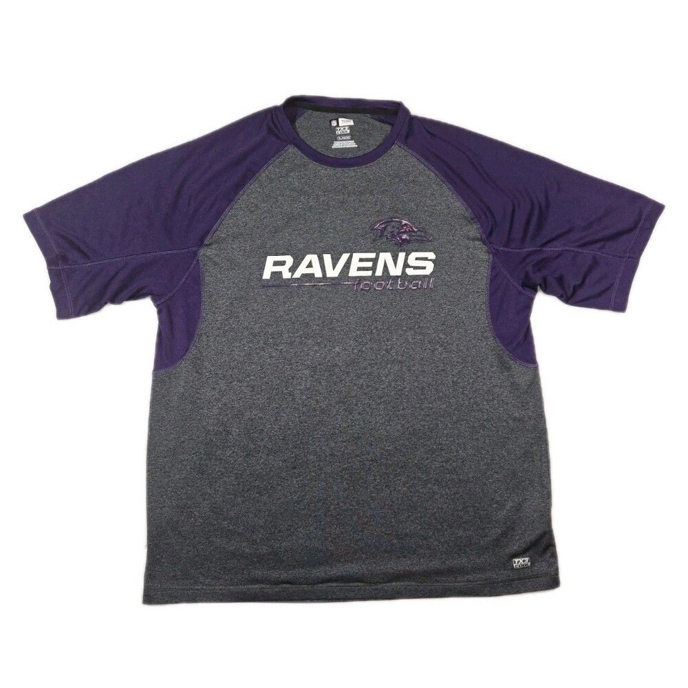 Mens NFL Baltimore Ravens Short Sleeve T Shirt Gray Purple XL